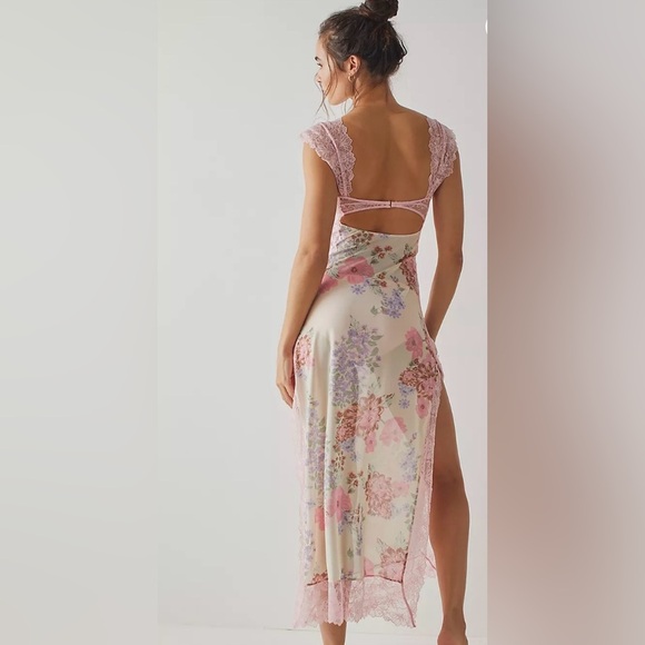Free People Intimately Daisy Suddenly Fine Maxi Slip Dress Size Large NWT Sheer - Picture 4 of 16